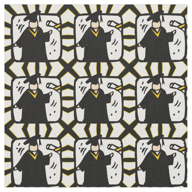 Graduate Receiving Diploma - Black & Gold Fabric (Close Up)