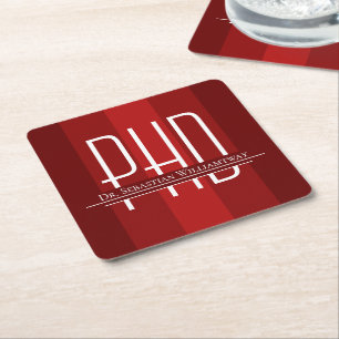 Graduate Red PhD Graduation Square Paper Coaster