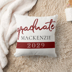 Graduate Red Script   Dark Crimson Grad Keepsake Cushion