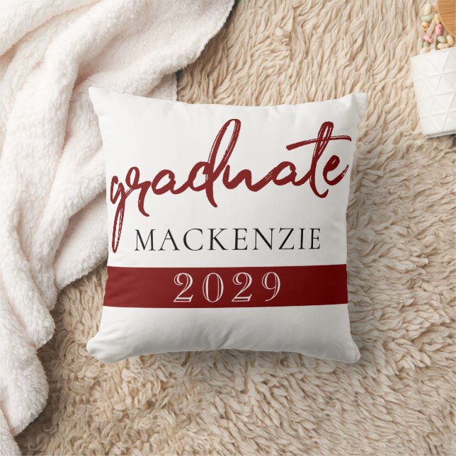 Graduate Red Script | Dark Crimson Grad Keepsake Cushion (Blanket)