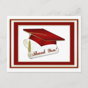 Graduate Red Thank You Postcard
