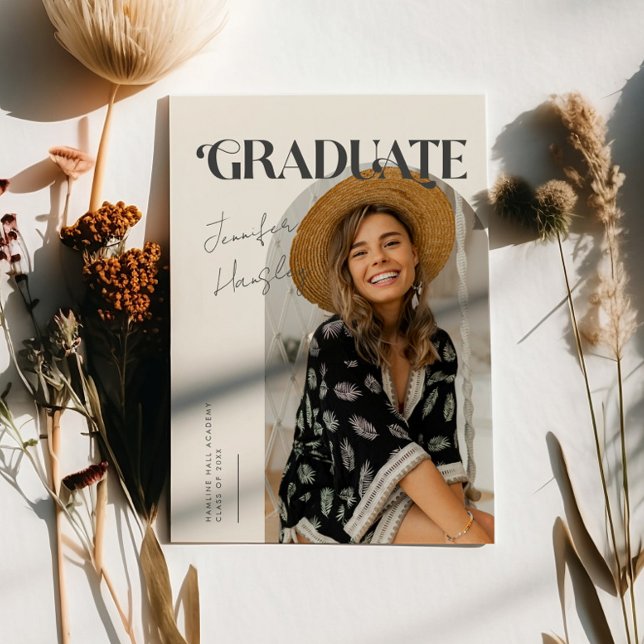 Graduate Retro Cream Arch Graduation Announcement (Creator Uploaded)