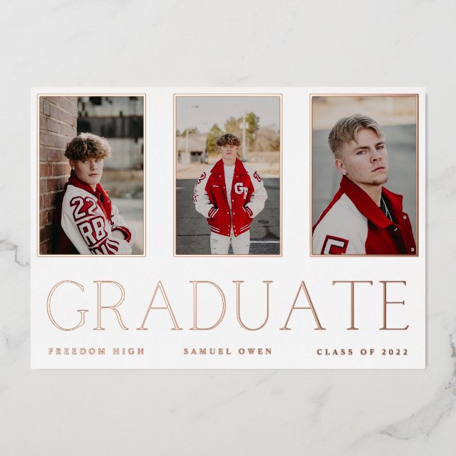 GRADUATE Rose Gold Foil Photo Frames Announcement (Front)