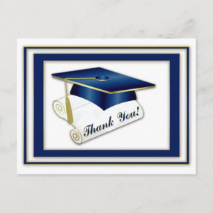 Graduate Royal Blue Thank You Postcard