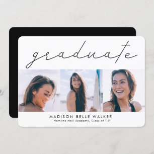 Graduate Script 3 Photo Graduation Announcement