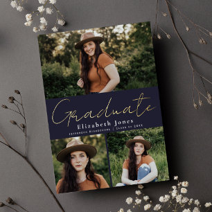 Graduate Script Foil Graduation Photo Announcement