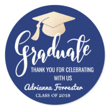 Graduate Script | Grad Hat | Thank You Navy Blue