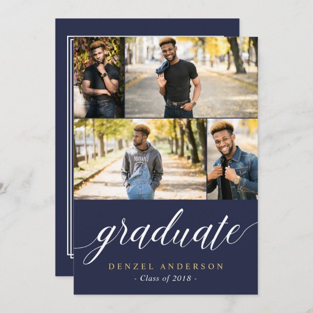 Graduate Script Photo Graduation Party Invitation (Front/Back)