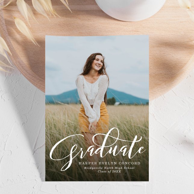 Graduate script simple one photo graduation invitation (Creator Uploaded)