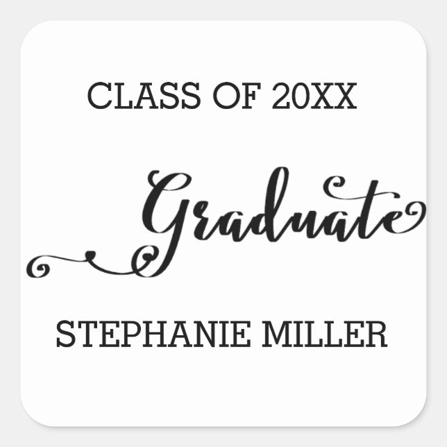 Graduate Script - Square Sticker (Front)