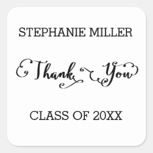 Graduate Script Thank You - Square Sticker