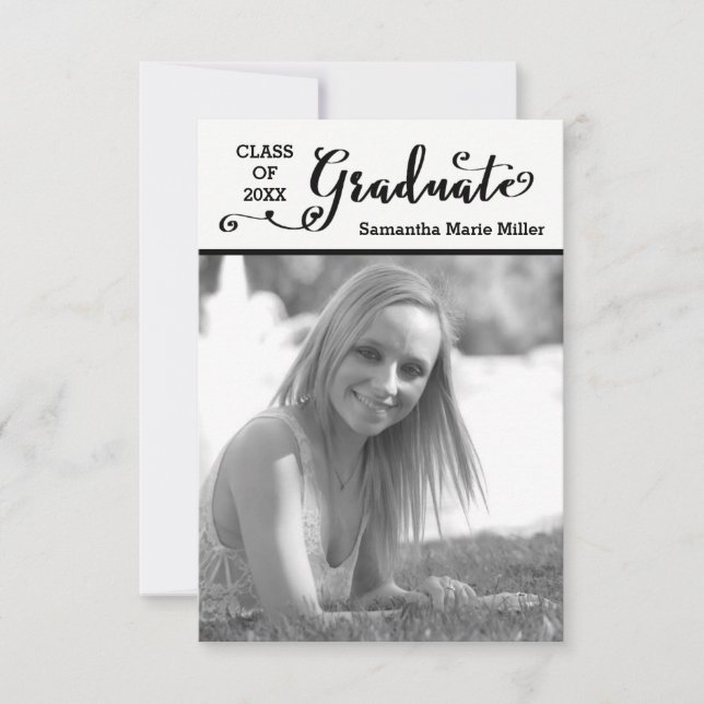 Graduate Script Vertical - 3x5 Grad Announcement (Front)