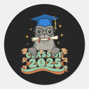 Graduate Sea Lion Cl Of 2025 Kids Mens Womens Grad Classic Round Sticker