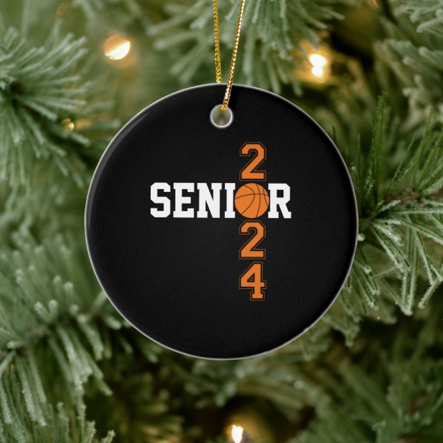 Graduate Senior Class 2024 Graduation Basketball Ceramic Ornament (Tree)