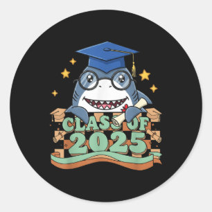 Graduate Shark Cl Of 2025 Kids Mens Womens Graduat Classic Round Sticker