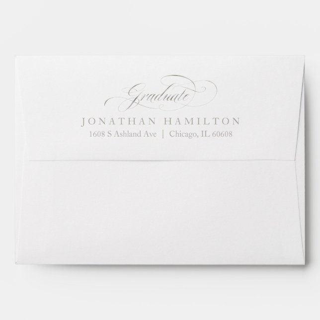 Graduate Silver Foil Classy Script  Graduation Envelopes (Back (Top Flap))