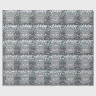 Graduate silver gray glitter arch shape name year wrapping paper