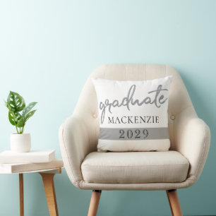 Graduate Silver Script Trendy Faux Metallic Cushion