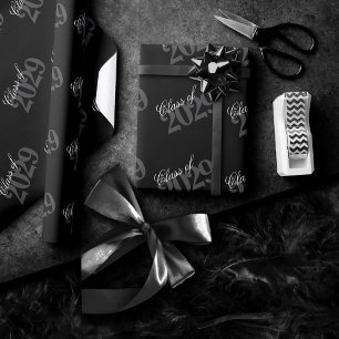 Graduate Silver Script   Trendy Faux Metallic Wrapping Paper