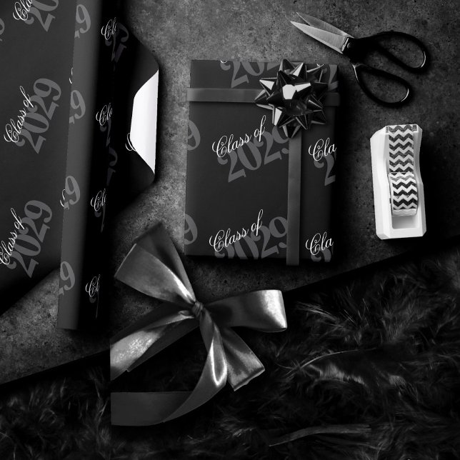 Graduate Silver Script | Trendy Faux Metallic Wrapping Paper (Creator Uploaded)
