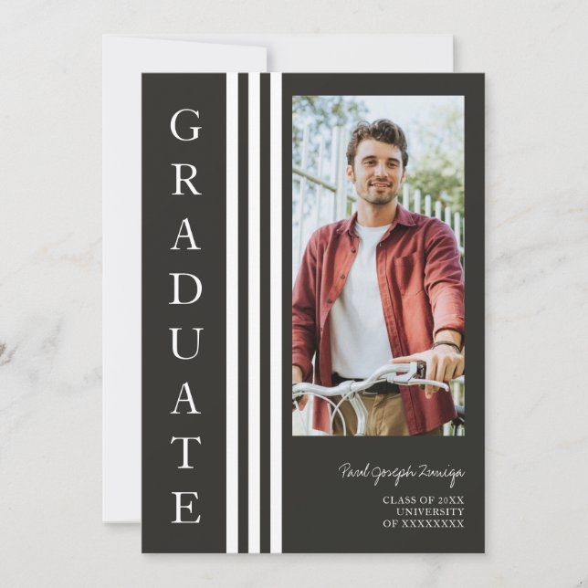 Graduate Simple Chic Trendy Script Photo Invitation (Front)