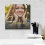 Graduate Simple Minimalist Grad Gold Calligraphy Faux Canvas Print<br><div class="desc">This design features a graduate graduation grad photo, for high school or college picture, with gold calligraphy script font, a minimalist minimal simple design, a stylish trendy block typography style, a modern class of graduation year, a simple clean contemporary style, for graduation photo photography pictures, a clean simple senior photo...</div>