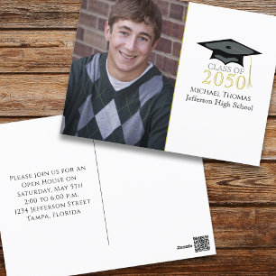 Graduate Simple Minimalist Photo Template Classic Postcard