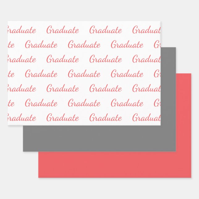 Graduate Simple Modern Graduation Wrapping Paper Sheet (Set)
