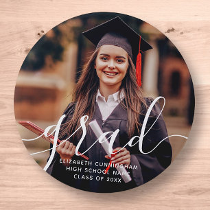 Graduate Simple Modern Script Classic Photo 7.5 Cm Round Badge