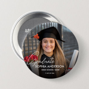 Graduate Simple Modern Script Classic Photo Button