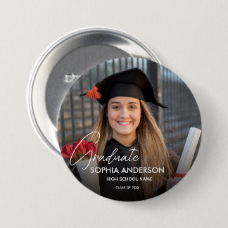 Graduate Simple Modern Script Classic Photo Button