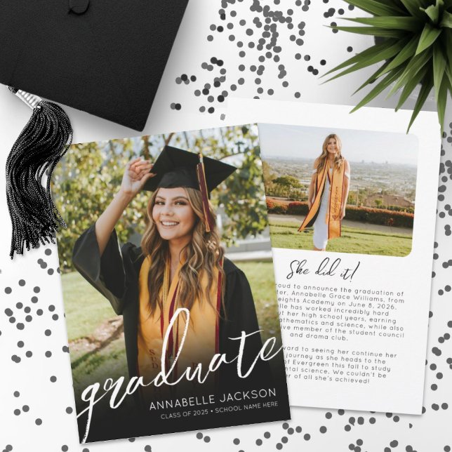 Graduate Simple Photo Graduation Announcement (Script Graduate Simple Photo Graduation Announcement )
