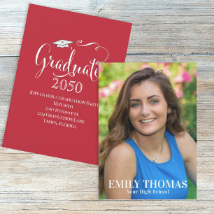 Graduate Simple Red Photo Template Typography