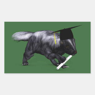 Graduate Skunk Rectangular Sticker