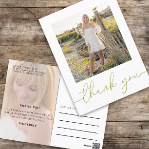 Graduate Stylish Gold Typography Script Photo Postcard