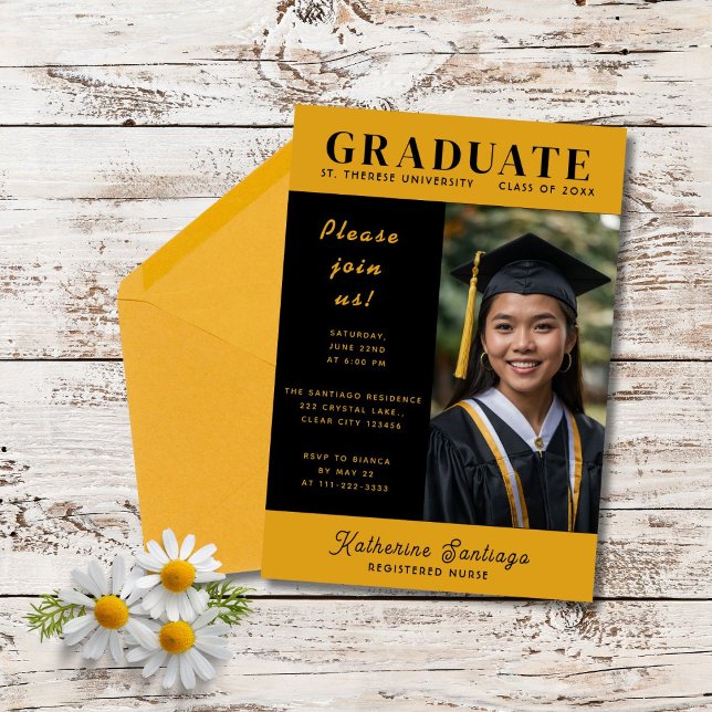 Graduate Stylish Magazine Cover Inspired Photo Invitation (Creator Uploaded)