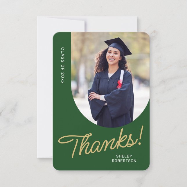 Graduate Thank You Script Arch Photo Card (Front)