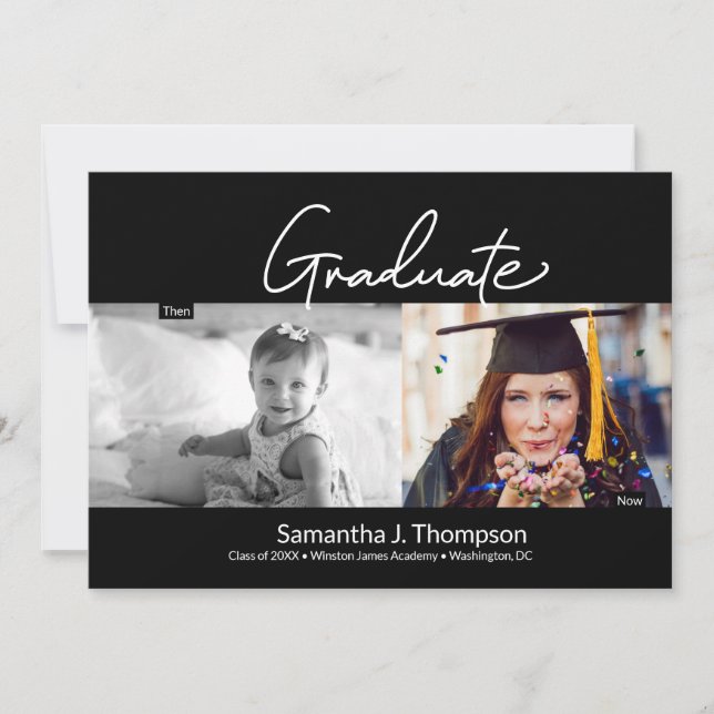 Graduate Then and Now Photos Graduation Party Invitation (Front)