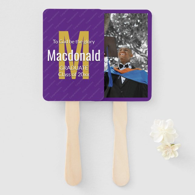 Graduate TO GOD BE THE GLORY Graduation Photo Hand Fan (Front and Back)