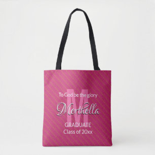 Graduate TO GOD BE THE GLORY Personalised Pink Tote Bag
