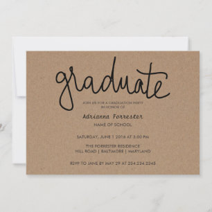 Graduate Typography Rustic Kraft Paper Invitation