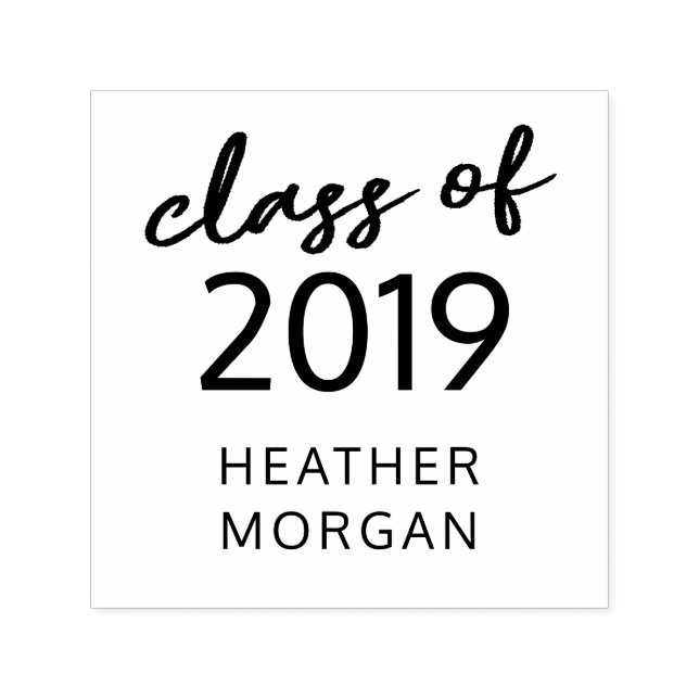 Graduate Whimsical Script Rubber Stamp (Design)