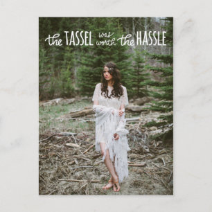 Graduate White Cute Script   Save The Date Photo Announcement Postcard