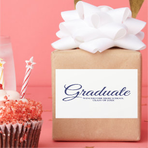Graduate white navy personalised school class year rectangular sticker