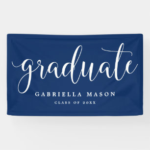 Graduate White Script Custom Background Colour Banner