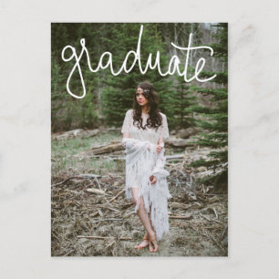 Graduate White Typography   Save The Date Photo Announcement Postcard