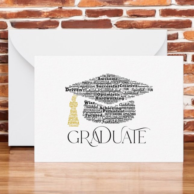 Graduate Words Graduation Cap Party Card (Creator Uploaded)