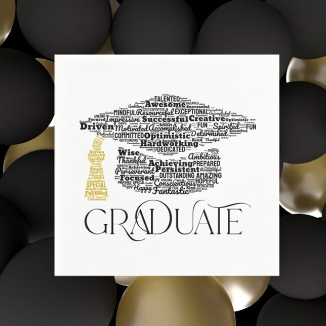 Graduate Words Graduation Cap Party Napkin (Creator Uploaded)
