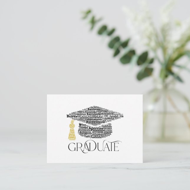 Graduate Words Graduation Cap Party Note Card (Standing Front)