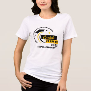Graduate Yellow Black White Graduation Tri-Blend Shirt